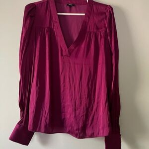 Express Magenta V Neck Blouse
